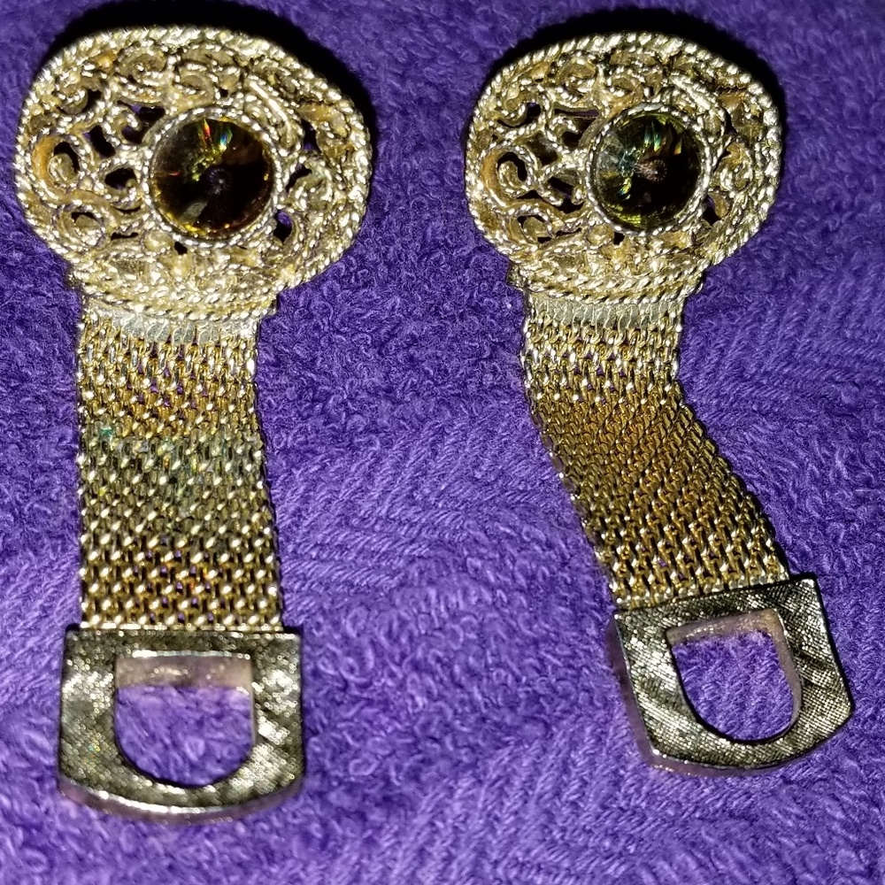 VINTAGE SWANK AMBER MESH CUFFLINKS